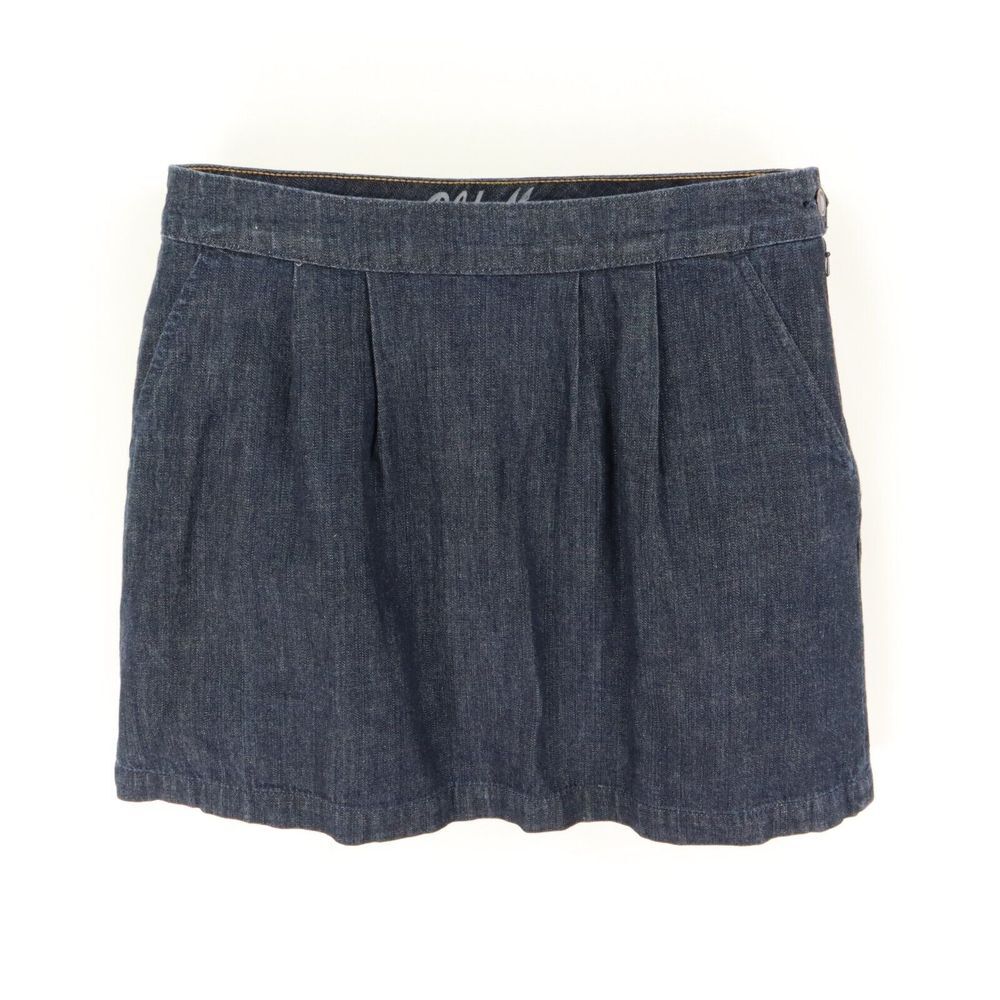 Old Navy Short Pleated Jean Skirt Womens Size‎ 10 Blue Dark Wash Denim Pockets